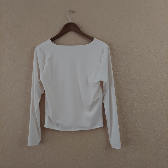 Old Navy ivory V-Neck long sleeve top Sz large - Picture 6 of 9